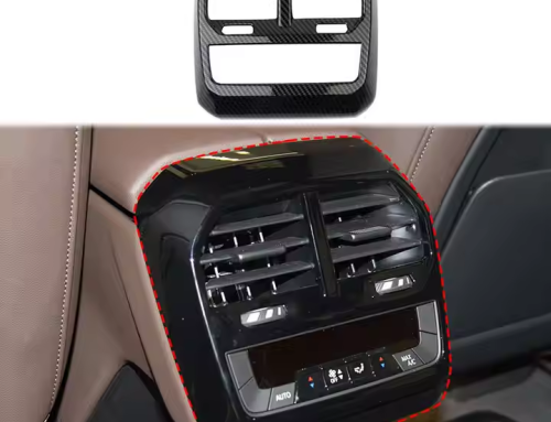 Carbon Fiber Style Rear Armrest Vent Frame Trim for BMW iX Electric SUV 2022–2025