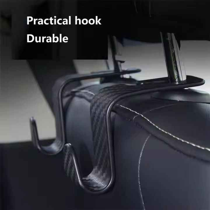 Premium Carbon Fiber Car Seat Back Hook Hidden Design Vehicle Organizer Hook (4)