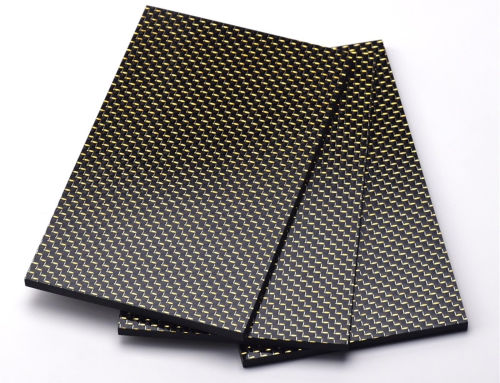 3K twill weave gold + silver carbon fiber plate