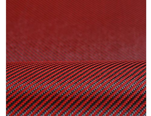 High-Performance Red Aramid-Carbon Hybrid Woven Fabric
