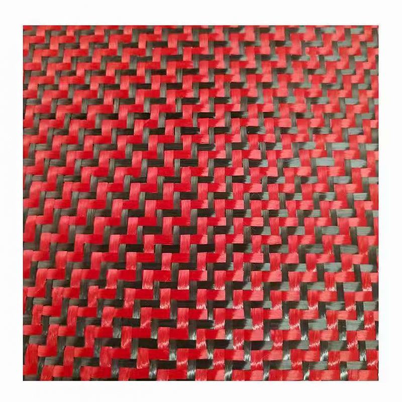 Red 3K Aramid Carbon Fiber Hybrid Twill Woven Fabric Roll (5)