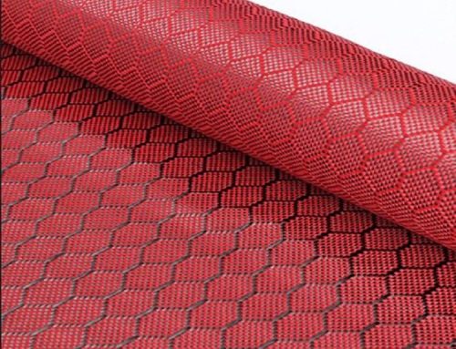 Red Aramid Carbon Fiber Hexagon Jacquard Fabric