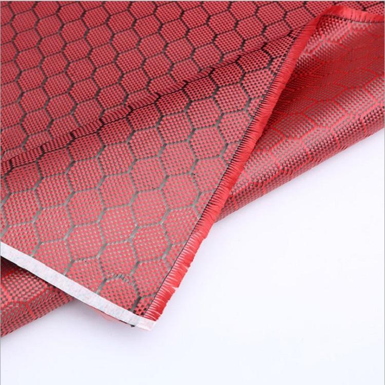 Red Aramid Carbon Fiber Hexagon Jacquard Fabric (2)